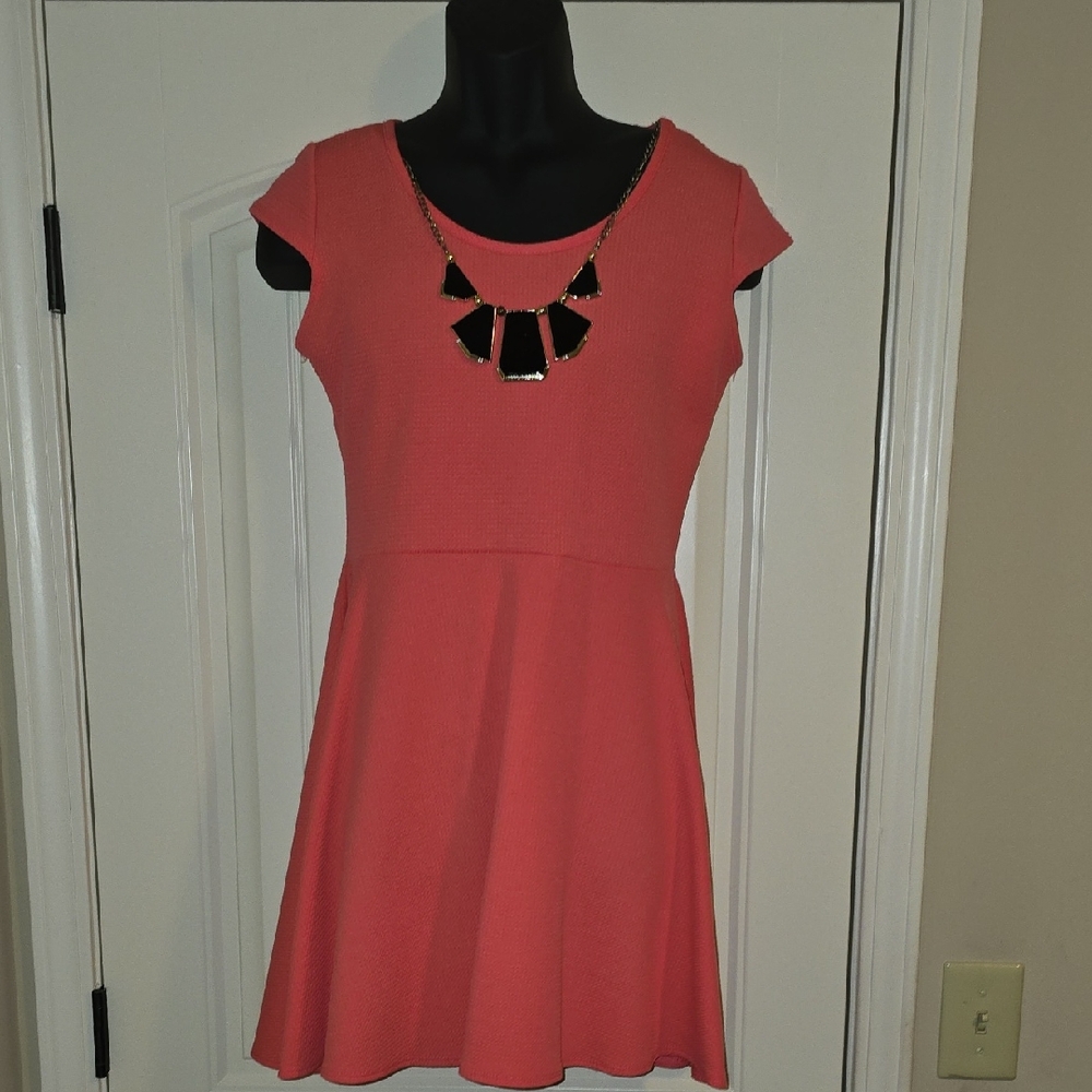 Coral Cap Sleeve Dress